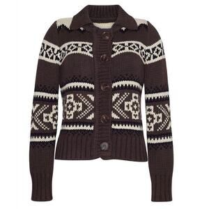 Burgess Fair Isle-style yoke cotton cashemere cardigan size medium
